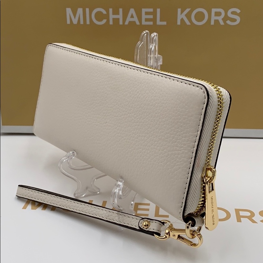 MICHAEL KORS Jet Set Travel Continental Zip Wristlet Wallet Optic White - Picture 14 of 14